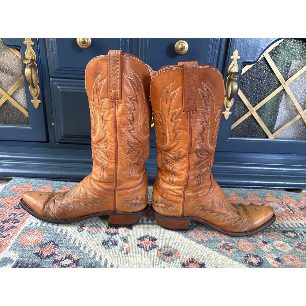 Lucchese 1883 Cognac Brown Western Cowboy Boots Women’s 7.5B Embroidered Leather - Picture 5 of 12
